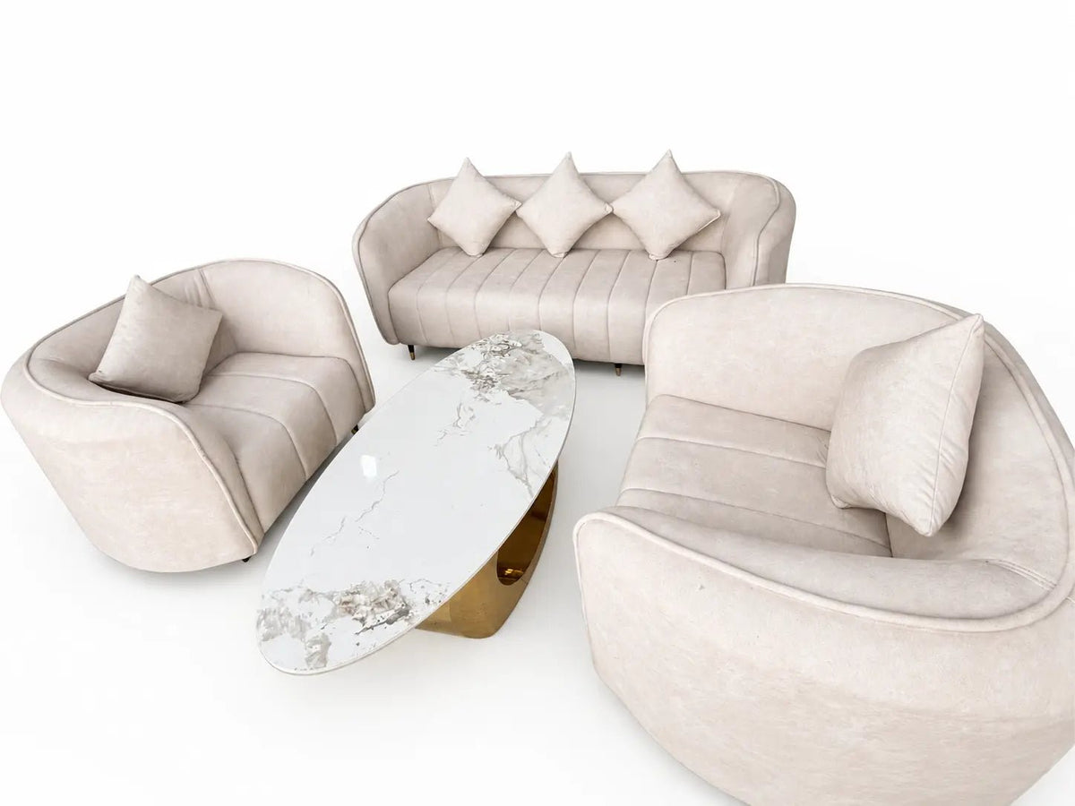 ComfyLuxe Premium Sofa Set with Marble Coffee Table - Comfy Tech